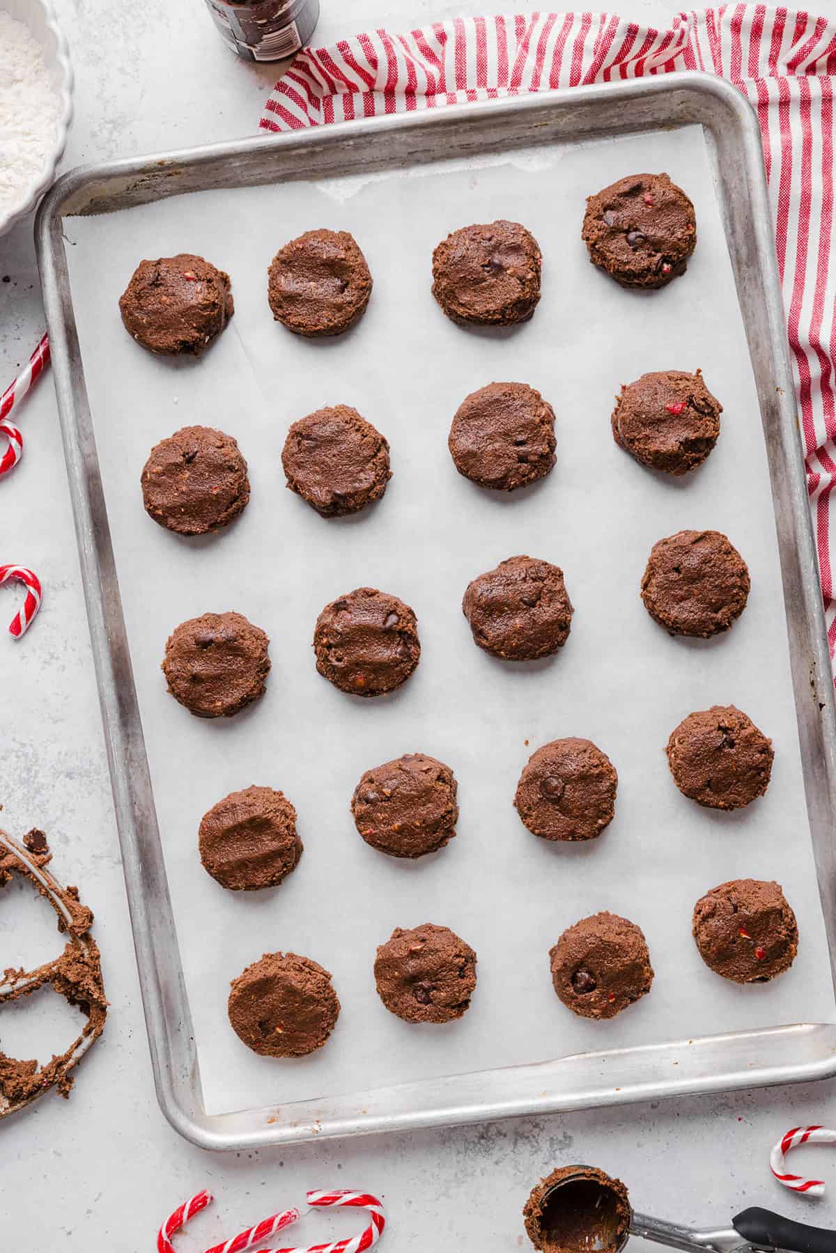 These chewy Chocolate Peppermint Cookies are rich and fudgy with a festive candy cane crunch that are so easy to make! The perfect holiday cookie made healthier with less butter, whole wheat flour and zero refined sugar.