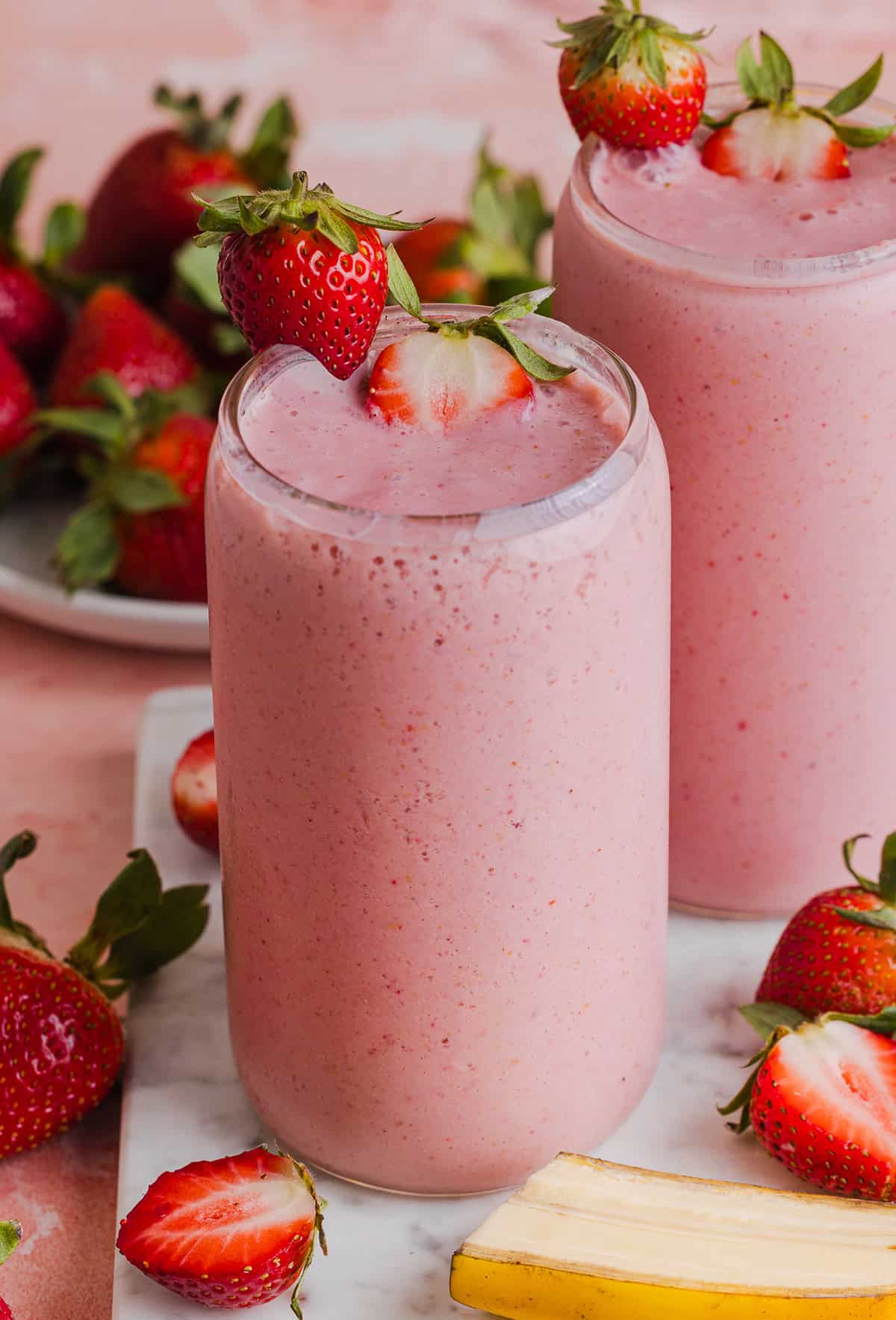 This Strawberry Banana Smoothie is creamy, naturally sweet, and made with simple, healthy ingredients. Easily made in just 5 minutes for the perfect breakfast or a quick snack!