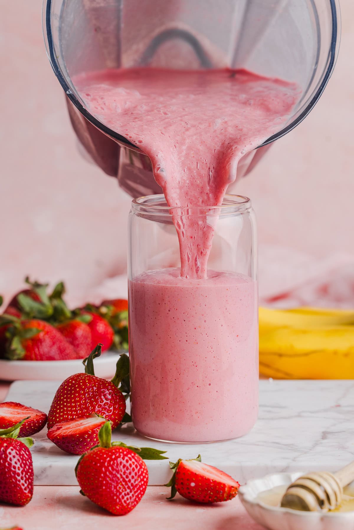 This Strawberry Banana Smoothie is creamy, naturally sweet, and made with simple, healthy ingredients. Easily made in just 5 minutes for the perfect breakfast or a quick snack!