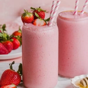 This Strawberry Banana Smoothie is creamy, naturally sweet, and made with simple, healthy ingredients. Easily made in just 5 minutes for the perfect breakfast or a quick snack!